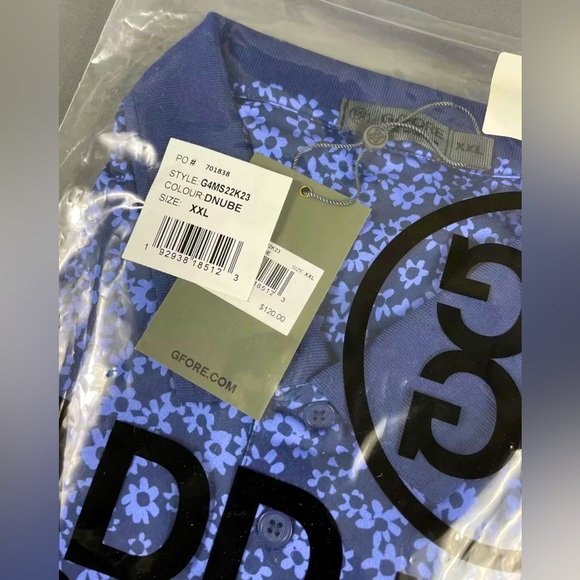 G/FORE G4 Golf Shirt Polo Floral Print XXL Blue DNUBE Polyester Spandex - Picture 3 of 5
